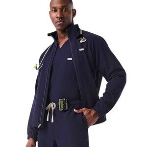 Figs Cobaki Scrub Jacket Navy Blue Full Zip Tech Collection Size L New